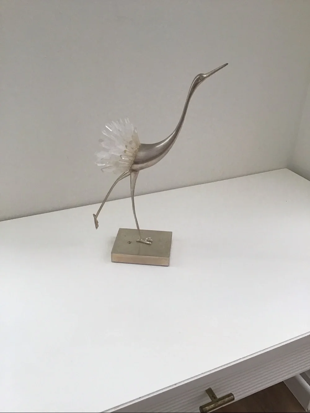 Quartz Egret decorative figurine by John-Richard. Needs TLC